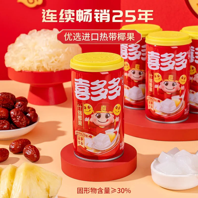 喜多多 什錦椰果 370g 大瓶 内含菠萝 椰果 银耳 红枣
