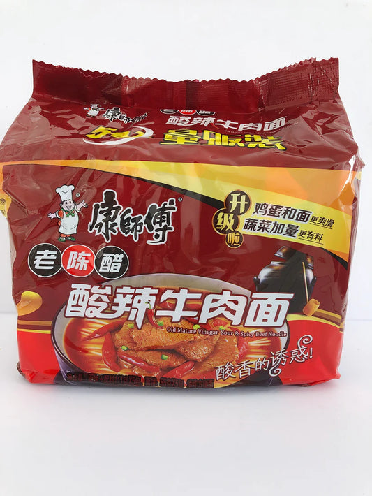 康师傅 老陈醋酸辣牛肉面  5连包