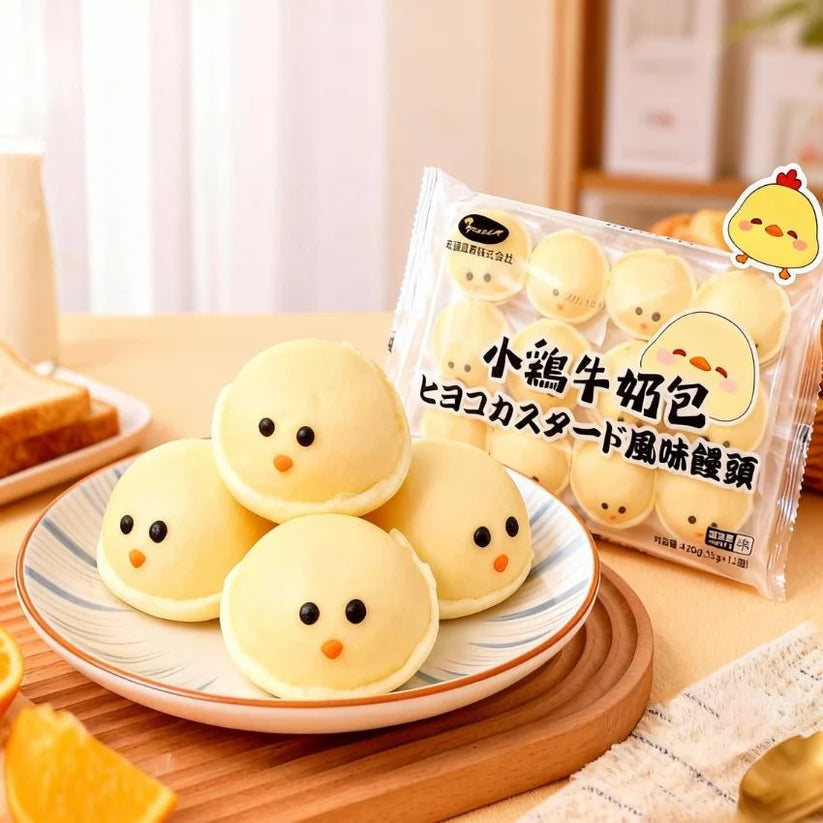 小鶏牛奶包 12个入   420g 小鸡奶黄包 包子
