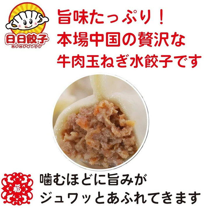 日日水餃子 牛肉洋葱水餃子 約30個入日日餃子 厚皮 日本国内加工 日本産 600g